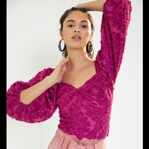 Anthropologie + Hutch Kena Medley Blouse Top in Berry NWT